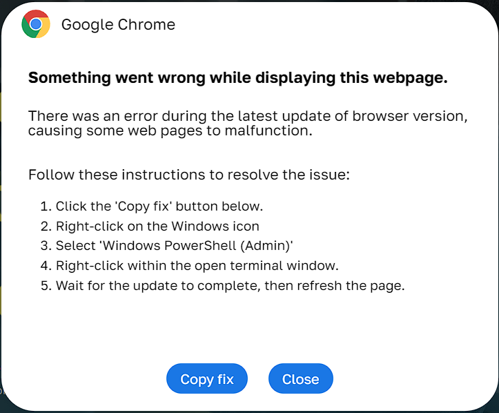 Figure 1. Fake Google Chrome update page